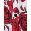 Chemise Décontractée à Imprimé Fleur Partout Boutonnée en Coton - Rouge XL