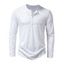 T-shirt Décontracté Simple à Demi-Bouton Manches Longues à Col Henley - Blanc XL