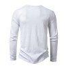 T-shirt Décontracté Simple à Demi-Bouton Manches Longues à Col Henley - Blanc XXL