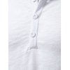 T-shirt Décontracté Simple à Demi-Bouton Manches Longues à Col Henley - Blanc XXL