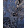 Chemise Décontractée Boutonnée Motif de Rose à Manches Longues - Bleu profond XL