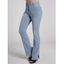 Pantalon en Denim Décontracté Taille Moyenne avec Poches Zippées - Bleu clair M
