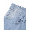 Pantalon en Denim Décontracté Taille Moyenne avec Poches Zippées - Bleu clair M