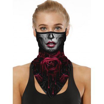 

Halloween 3D Print Hanging Ear Triangular Scarf Face Mask, Black