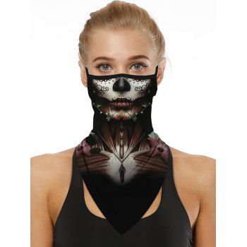 

Halloween 3D Print Hanging Ear Triangular Scarf Face Mask, Multicolor a