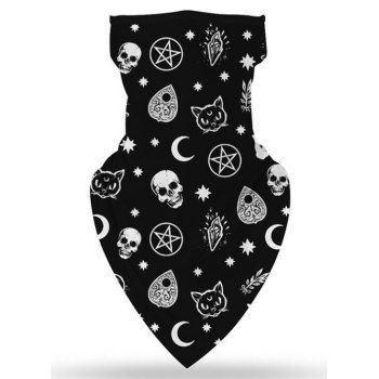 

Halloween Skull Print Hanging Ear Triangular Scarf Face Mask, Multicolor a