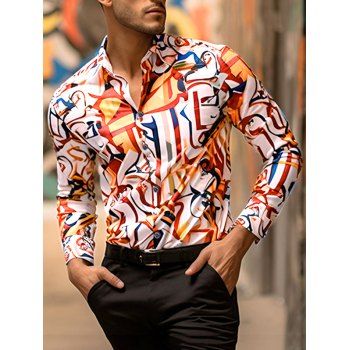 

Abstract Allover Print Shirt Button Up Long Sleeve Casual Shirt, Multicolor