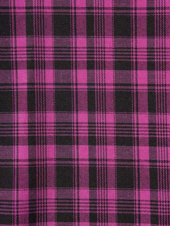 Mini Robe à Imprimé Carreaux Zippée Au Dos sans Manches à Ourlet en Dentelle - Pourpre S