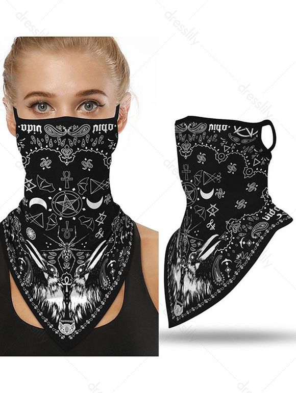 Masque Triangulaire et Découpée pour Visage à Suspendre Motif Oiseau et Etoiles - Noir 