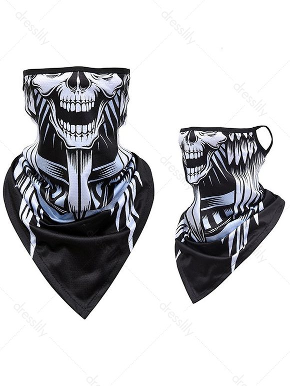 Masque Triangulaire Suspendue Halloween à Imprimé Squelette - Noir 
