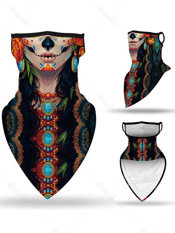 Masque D'Halloween D'Oreilles à Suspendre à Imprimé Squelette - Noir 