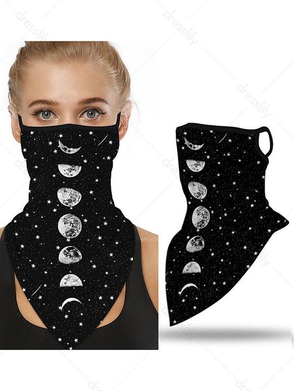 Masque à Suspendre D'Oreilles à Imprimé Eclipse Lunaire - Noir 