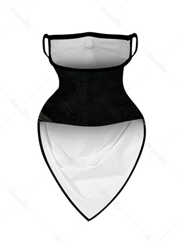 Masque Triangulaire D'oreilles Suspendue Halloween à Imprimé Crâne - Noir 