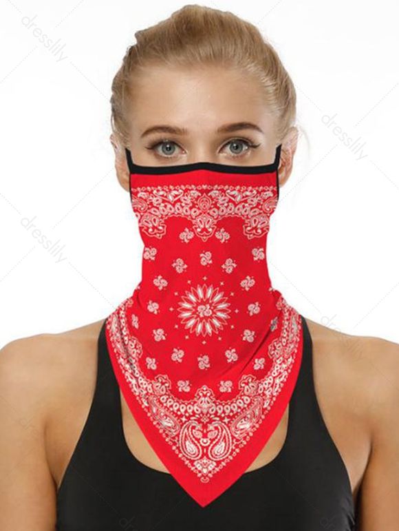 Masque Triangulaire à Suspendre pour Visage Style Ethnique - Rouge 
