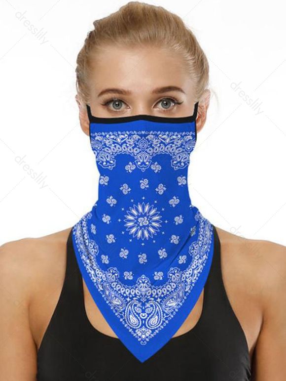 Masque Triangulaire à Suspendre pour Visage Style Ethnique - Bleu 