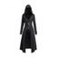 Punk Gothic Hooded Coat Plain Color Lace Up Zip Coat - BLACK M
