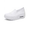 Breathable Knit Detail Chunky Heel Slip On Casual Shoes - Blanc EU 38