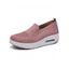 Breathable Knit Detail Chunky Heel Slip On Casual Shoes - Rose clair EU 41