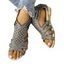 Rhinestones Open Toe Flat Caged Gladiator Sandals - multicolor A EU 37