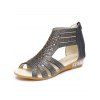 Rhinestones Open Toe Flat Caged Gladiator Sandals - Noir EU 42