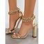 Ankle Strap Chunky High Heel Chain Trendy Sandals - Blanc EU 36