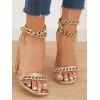 Ankle Strap Chunky High Heel Chain Trendy Sandals - d'or EU 38