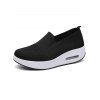 Breathable Knit Detail Chunky Heel Slip On Casual Shoes - Noir EU 36