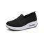 Breathable Knit Detail Chunky Heel Slip On Casual Shoes - Noir EU 42
