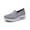Breathable Knit Detail Chunky Heel Slip On Casual Shoes - Gris EU 40