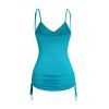 Plus Size Cinched Ruched Long Camisole Plain Color Sleeveless Casual Cami Top - LIGHT BLUE 2XL