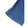 Pantalon en Denim Décontracté Taille Moyenne avec Poches Zippées - Bleu M