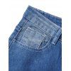 Pantalon en Denim Décontracté Taille Moyenne avec Poches Zippées - Bleu L