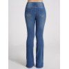 Pantalon en Denim Décontracté Taille Moyenne avec Poches Zippées - Bleu L