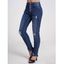 Jean en Denim Décontracté Déchiré Boutonné avec Poche Zippé - Bleu profond L
