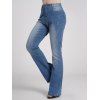 Jean Décontracté Long Zippé Evasé avec Poche en Denim - Bleu M