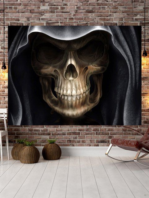 Halloween Decoration Skull Print Gothic Wall Hanging Tapestry