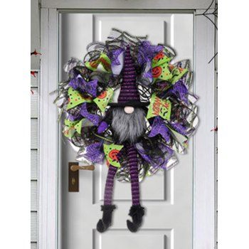 

Outdoor Halloween Decoration Faceless Doll Mesh Party Wreath, Multicolor a
