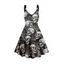 Robe D'Halloween Ligne A à Imprimé Crâne en O sans Manches à Col V - Noir S
