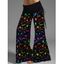 Pantalon D'Halloween à Imprimé Citrouille Colorée à Jambe Large - multicolor A L