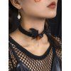 Halloween Ghost Print Hoodie Dress and Pumpkin Choker Necklace Drop Earrings Outfit - multicolor S