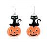 Halloween Ghost Print Hoodie Dress and Pumpkin Choker Necklace Drop Earrings Outfit - multicolor S