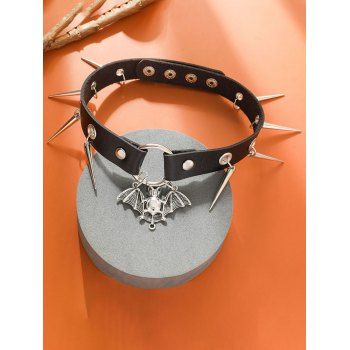 

Halloween Spiked and Bat Decor Grunge Punk Choker Necklace, Black