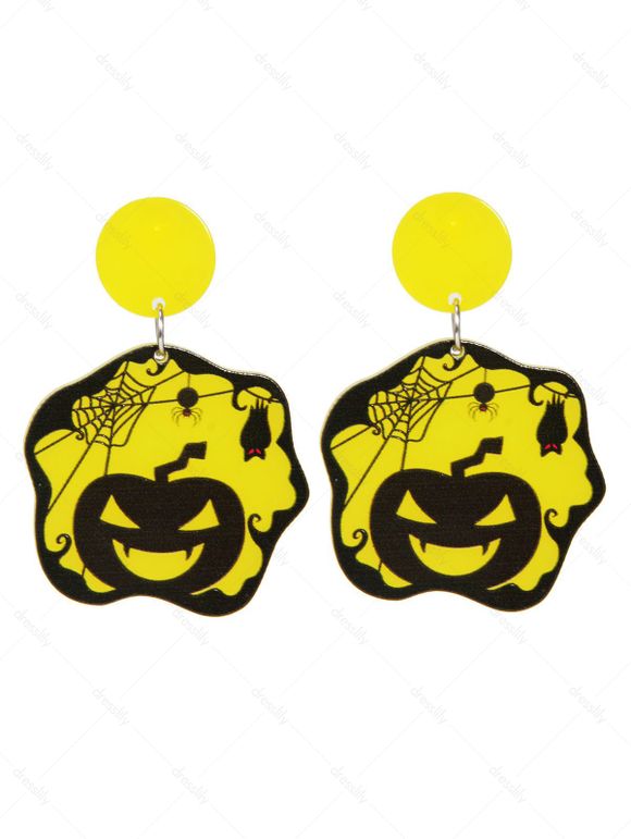 Boucles D'Oreilles Pendantes Motif de Dessin Animé D'Halloween - Jaune 1 PAIR