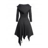 Robe Mouchoir Gothique à Capuche en Couleur Unie à Lacets - Noir XL