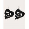 Boucles D'Oreilles Pendantes en Forme de Crâne D'Halloween Style Gothique - Noir 