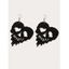 Boucles D'Oreilles Pendantes en Forme de Crâne D'Halloween Style Gothique - Noir 