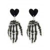 Boucles D'Oreilles D'Halloween Pendantes Gothique Squelette - Noir 1 PAIR