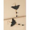 Boucles D'Oreilles D'Halloween Pendantes en Forme de Chauve-Souris et Goutte D'Eau en Diamant Fantaisie - Noir 