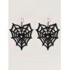Boucles D'Oreilles Pendantes en Forme de Toile D'Araignée D'Halloween Style Gothique - Noir 