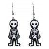 Boucles D'Oreilles Pendantes Motif Squelette de Dessin Animé pour Halloween - Noir 1 PAIR